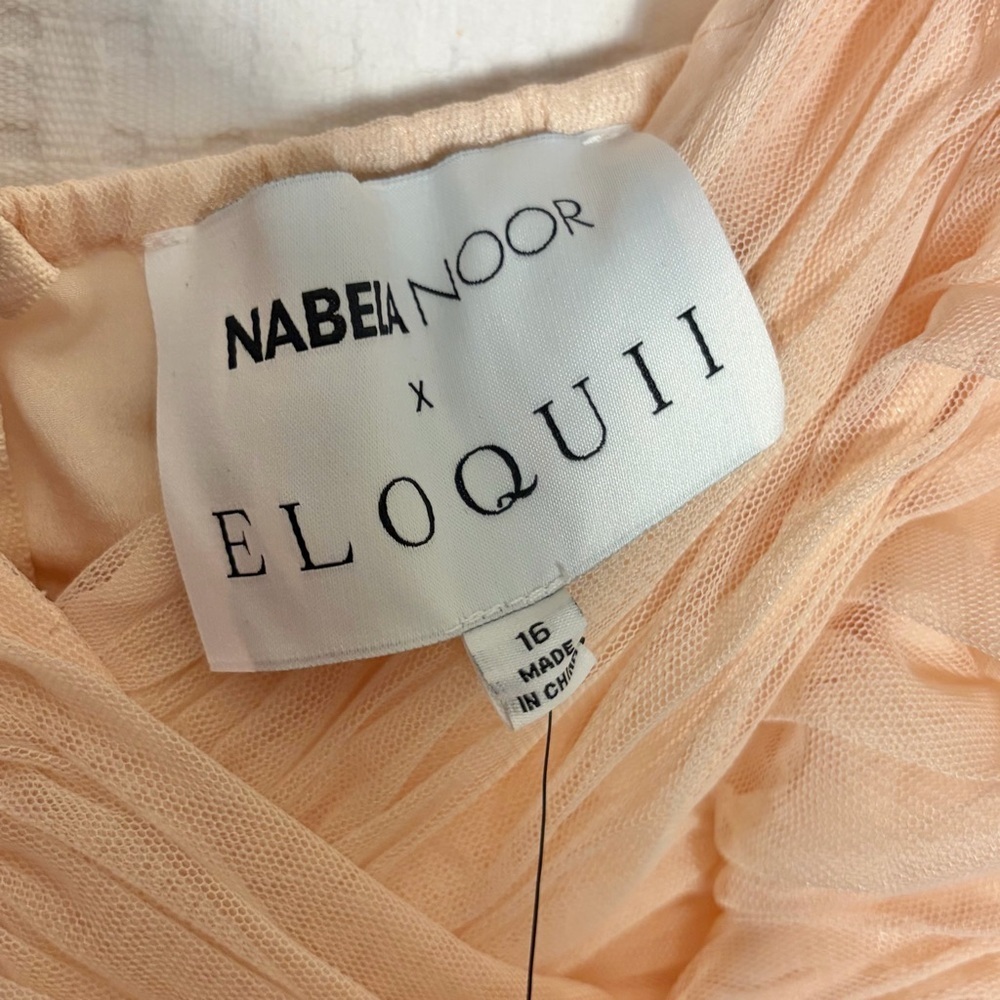 Eloquii Nabela Noor Peach Pink Tiered Puff Sleeve Glinda Style Dress Size 16 NEW - Picture 6 of 14